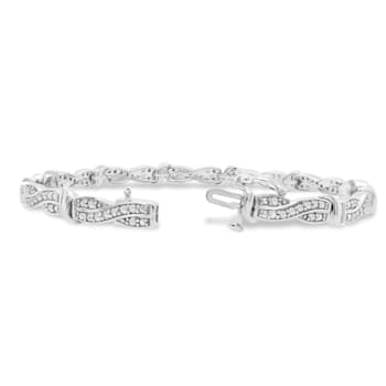 1.00 Carat Diamond Infinity Bracelet in Sterling Silver - 7.25"