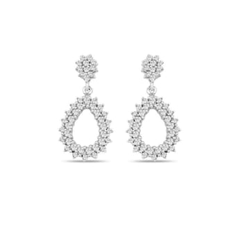 1/2 Carat Diamond Teardrop Dangle Earrings in 10K White Gold<br />