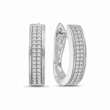 1/3 Carat Diamond Hoop Earrings in Sterling Silver