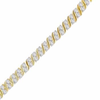 1.00 Carat Diamond Bracelet in 14K Yellow Gold/Sterling Silver -7.25"