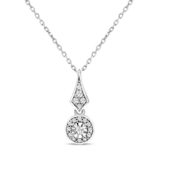 1/6 Carat Diamond Drop Necklace in Sterling Silver - 18"