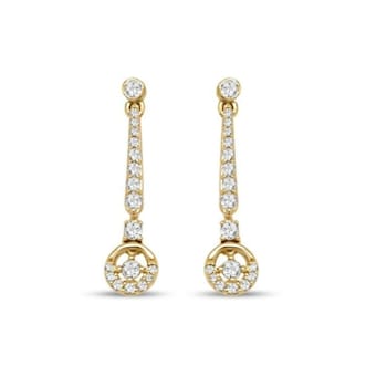 1/4 Carat Diamond Dangle Earrings in 10K Yellow Gold