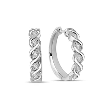 1/8 Carat Diamond Hoop Earrings in Sterling Silver