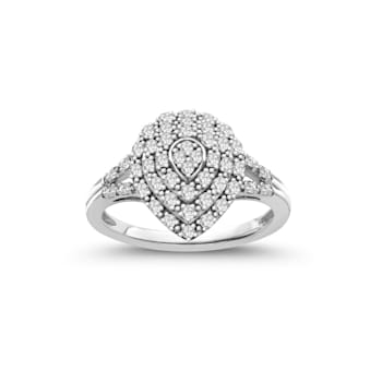 3/8 Carat Diamond Pear-Shaped Fashion Ring in Sterling Silver