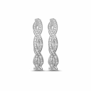 1/4 Carat Diamond Twist Hoop Earrings in Sterling Silver