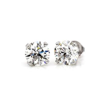 1/6 Carat Round Diamond 4-Prong Stud Earrings in 14K White Gold (I-J;I2-I3)<br />