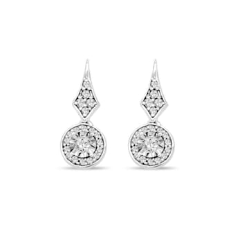 1/6 Carat Diamond Drop Earrings in Sterling Silver