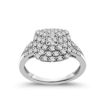 3/8 Carat Diamond Square-Shaped Fashion Ring in Sterling Silver