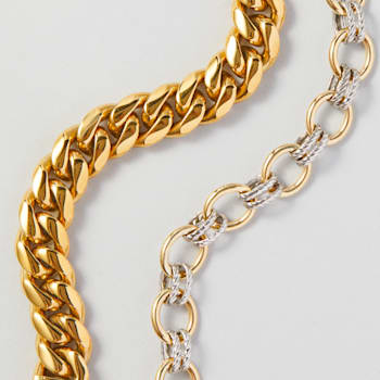 Sterling Silver & 18K Gold Italian Cable Doppia Link Necklace