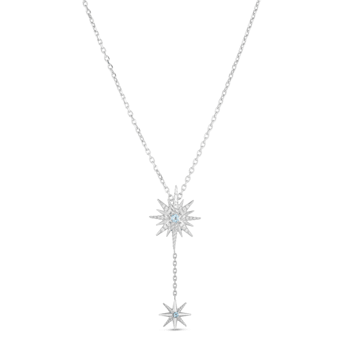 Silver Constellation Cable Drop Necklace with Diamonds & Blue Topaz