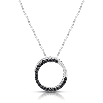 Sterling Silver Black Sapphire Circle Necklace