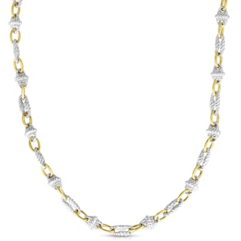 Silver & 18K Gold Victorian Cable Link Necklace
