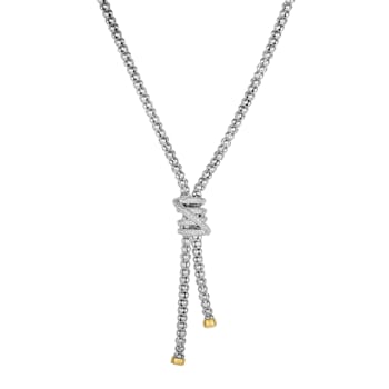 Silver & 18K Gold Popcorn Tally Diamond Lariat Necklace