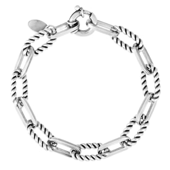 Sterling Silver Italian Cable Paperclip Link Bracelet