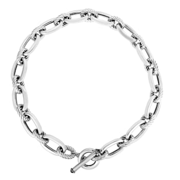 Sterling Silver Big Bold Cable Link Toggle Necklace
