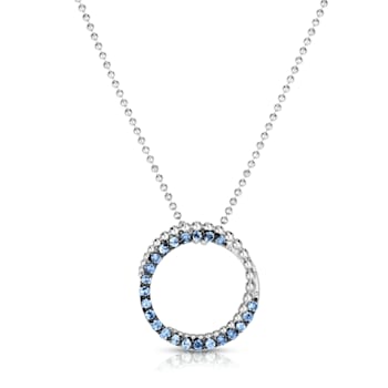 Sterling Silver Blue Topaz Circle Necklace