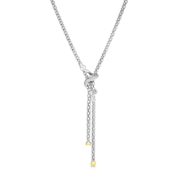 Silver & 18K Gold Il Serpente Popcorn Diamond Tassel Necklace