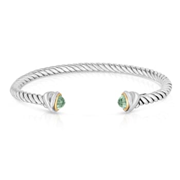 Classica Italian Cable Bangle in Sterling Silver & 18K Gold