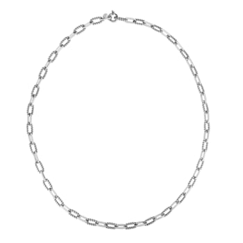 Sterling Silver Italian Cable Paperclip Necklace