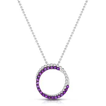 Sterling Silver Popcorn Amethyst Circle Necklace