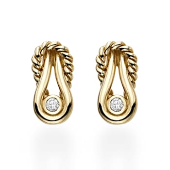 14K Gold Italian Cable L'Infinito Diamond Knot Earrings