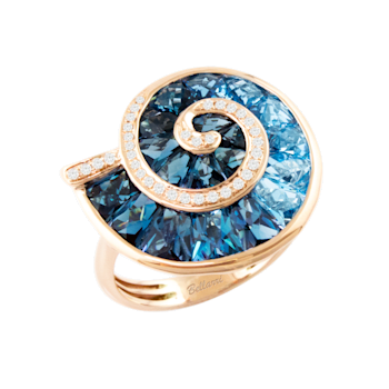 BELLARRI 14kt Rose Gold Swiss Blue and London Blue Topaz Ring from The
Cove Collection