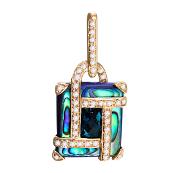 BELLARRI 14kt Rose Gold Abalone and London Blue Topaz Enhancer from the
Anastasia Collection
