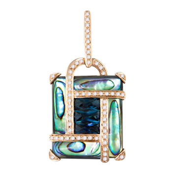 BELLARRI 14kt Rose Gold Abalone and London Blue Topaz Enhancer from the
Anastasia Collection