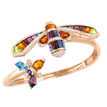 BELLARRI 14kt Rose Gold Multi Color Gemstone Bangle from the Queen Bee Collection