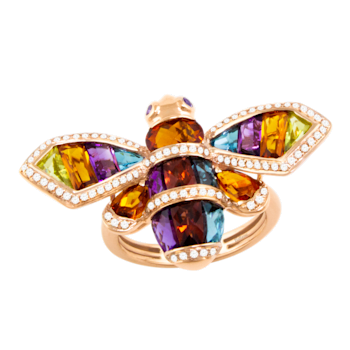 BELLARRI 14kt Rose Gold Multi Color Gemstone Ring from the Queen Bee Collection