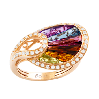 BELLARRI 14kt Rose Gold Multi Color Gemstone Ring from the La Bouquet Collection