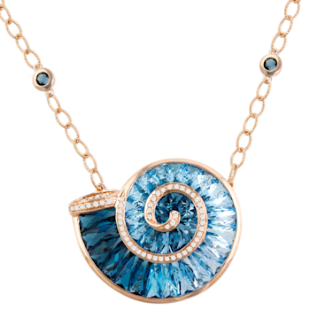 BELLARRI 14kt Rose Gold Swiss Blue and London Blue Topaz Pendant from
The Cove Collection