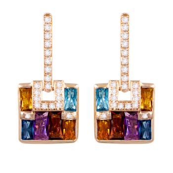 BELLARRI 14kt Rose Gold Multi Color Gemstone Earrings from the Boulevard
III Collection