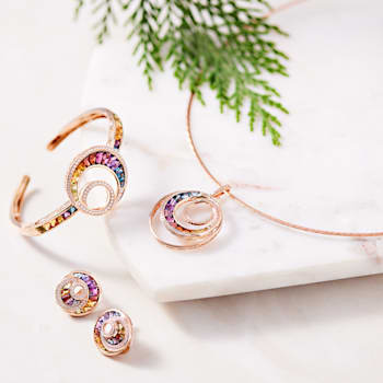 BELLARRI 14kt Rose Gold Multi Color Gemstone Bangle from the Malibu  –
Wave Collection