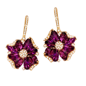 BELLARRI 14kt Rose Gold Rhodolite Gemstone Earrings from the
Mademoiselle Collection