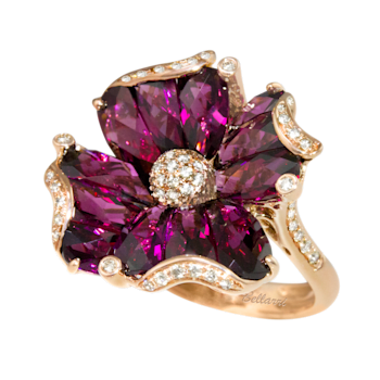 BELLARRI 14kt Rose Gold Rhodolite Gemstone Ring from the Mademoiselle Collection
