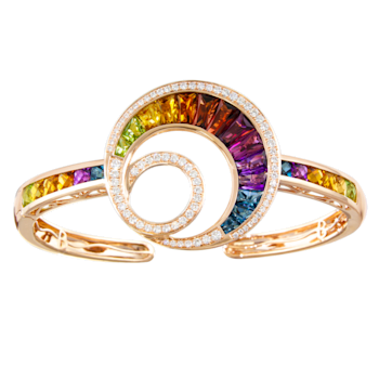 BELLARRI 14kt Rose Gold Multi Color Gemstone Bangle from the Malibu  –
Wave Collection