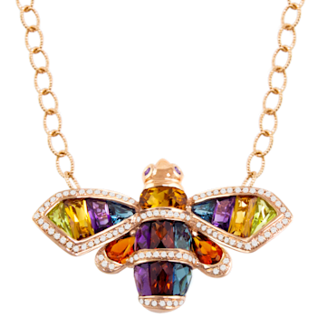 BELLARRI 14kt Rose Gold Multi Color Gemstone Necklace from the Queen Bee Collection