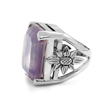 Stephen Dweck Large Natural Quartz and Purple Agate Ring in Sterling Silver