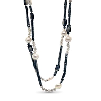 Stephen Dweck Hematite Baroque and Keshi Pearl Faceted Tahitian Mother
of Pearl Necklace