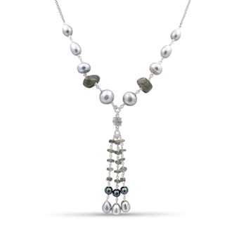 Stephen Dweck Pearl and Labradorite Tassel Necklace in Sterling Silver
