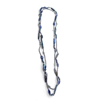 Stephen Dweck Pearl Blue Iolite and Labradorite Necklace in Sterling
Silver - 72 Inches