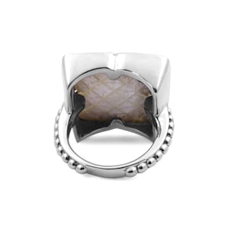 Stephen Dweck Carved White Mother of Pearl Ring in Sterling Silver