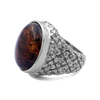 Stephen Dweck Amber Cabochon Ring in Sterling Silver