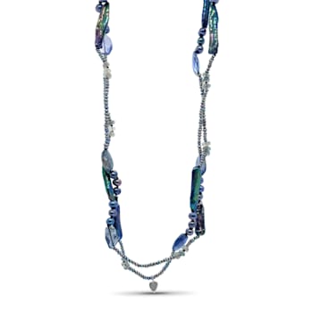 Stephen Dweck Pearl Blue Iolite and Labradorite Necklace in Sterling
Silver - 72 Inches