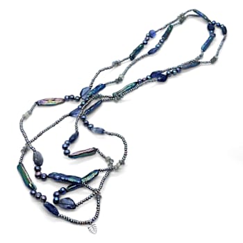 Stephen Dweck Pearl Blue Iolite and Labradorite Necklace in Sterling
Silver - 72 Inches