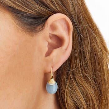 "Azure" 18kt Gold, diamonds and Aquamarine CILIEGINE earrings