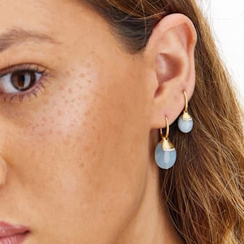"Azure" 18kt Gold, diamonds and Aquamarine small CILIEGINA earring