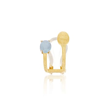 "Trilly" 18kt Gold and Aquamarine earcuff hand-engraved
