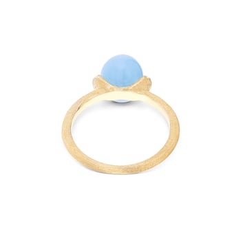 "Azure" 18kt Gold and diamonds ring with Aquamarine boule